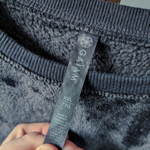 GAIAM Cozy Velour Black Lounge Pullover Crew Neck Sweater - XXL - Picture 3 of 6